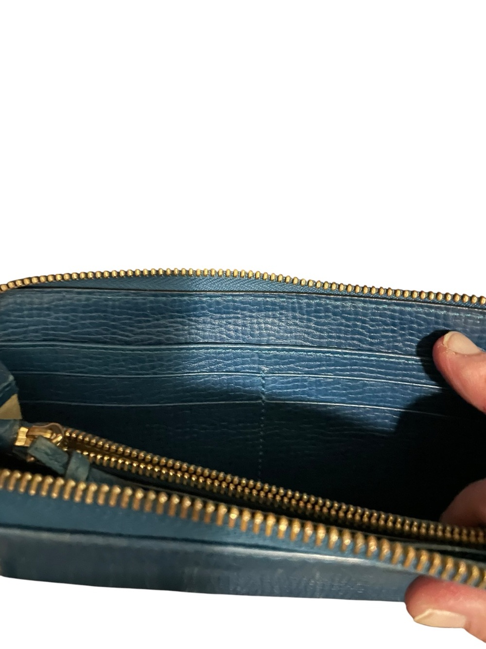 Chloé Lily Bow Zip Around Wallet - Grained Blue Leather Authentic COA CARD - Picture 13 of 15